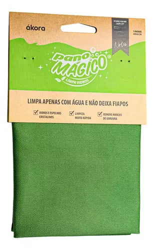 Pano Mágico Limpa Vidros Espelhos Com Agua Sem Fiapos Akora